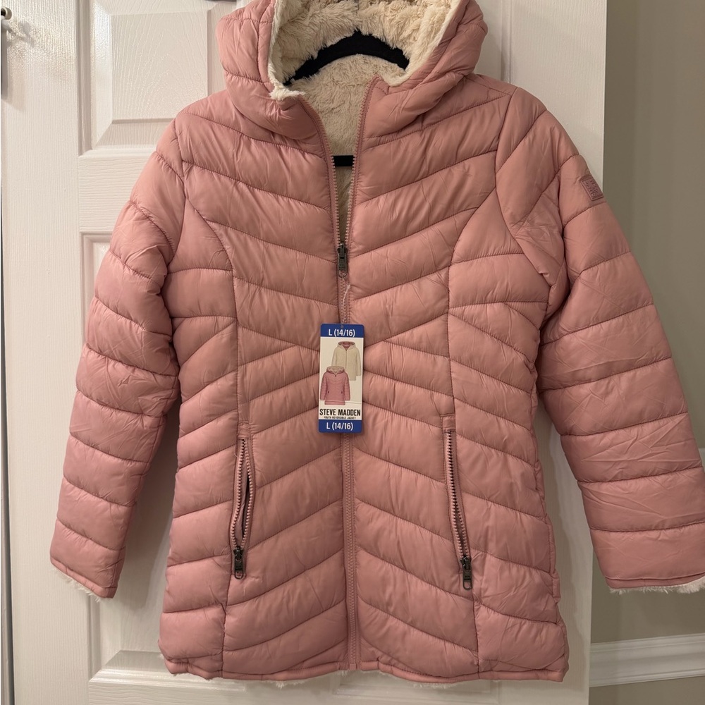 NWT Steve Madden Pink Quilted Girls Jacket size 14-16